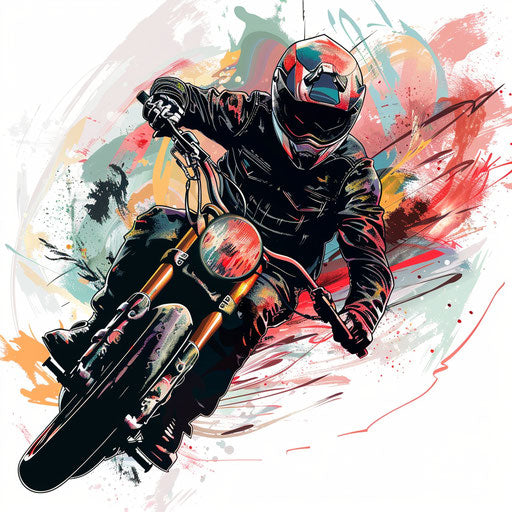 Artistic biker tattoo sketch with impressionistic brush strokes