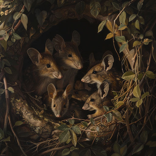 Family of Northern Brown Bandicoots in a Cozy Burrow