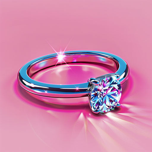Photo realistic style engagement ring clipart with flat random color background, enhanced detail and vivid colors