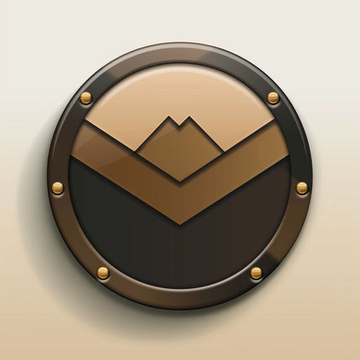 Realistic badge with flat random background and subtle shades