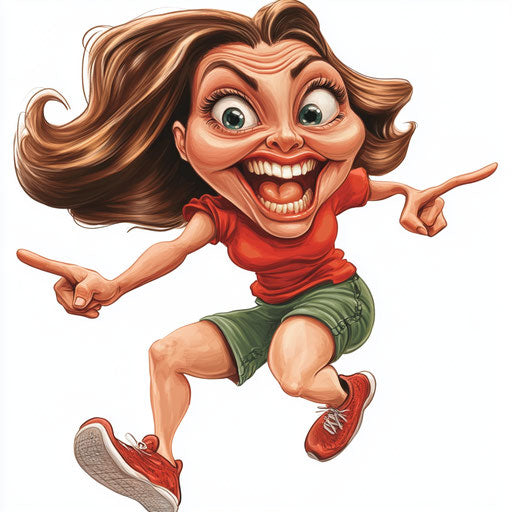 Humorous caricature of a beauty with exaggerated human characteristics