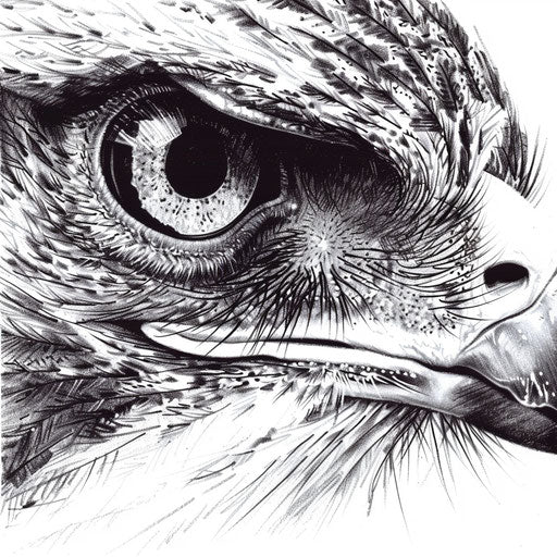 Photorealistic drawing of a hawk's eye tattoo design