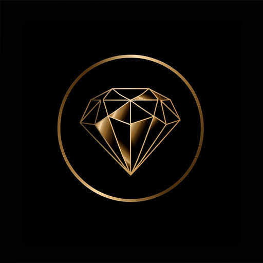 High-end round logo with diamond motif on black background