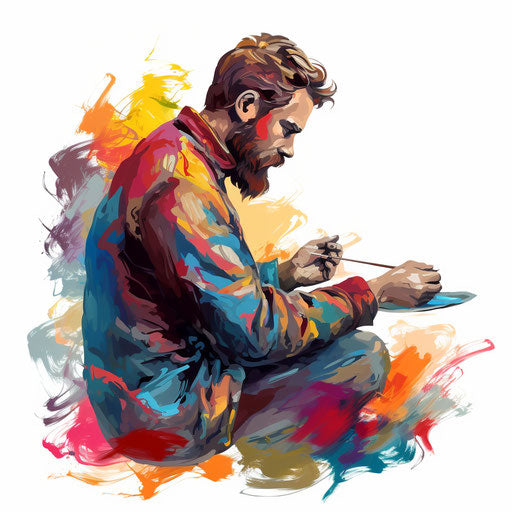 Paint clipart in the style of Chiaroscuro Art, on a white background