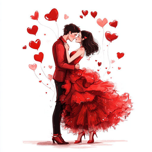 Young couple in love in red for Valentine's Day