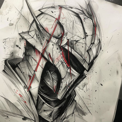 Expressionist sketch of a knight in agony