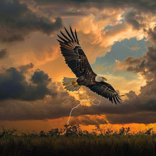 American eagle soaring over Florida Everglades