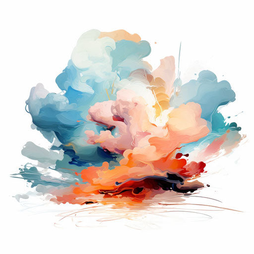 Cloud clipart in the style of Impressionistic Art, on white background