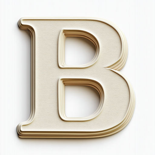 3D letter b on white background, isolated clipart