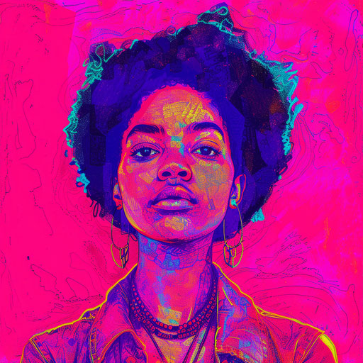 Clipart sister on bright, saturated magenta background