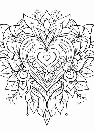 Heart coloring page, stock vector illustration, drawing a mandala