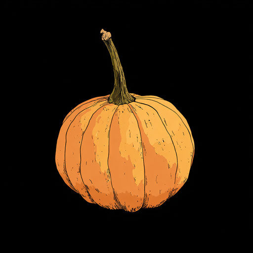 Stylized Elongated Pumpkin on Black Background