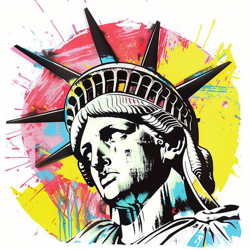 Pop Art style tattoo sketch of the Statue of Liberty