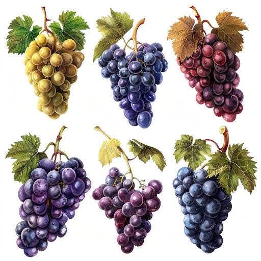 Grapes in realistic style on white background