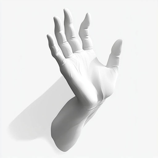 3D hand on white background in realistic style, isolated clipart