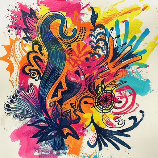 Expressionist tattoo sketch of summer henna designs