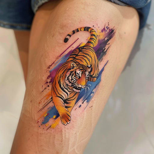 Korean tiger in dynamic colors