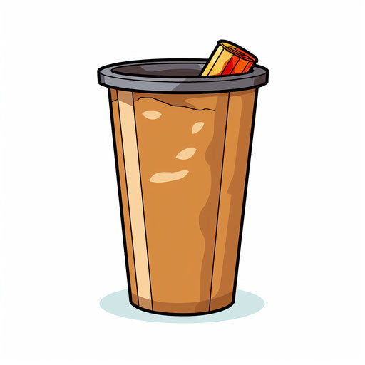 Minimalist trash can illustration on white background