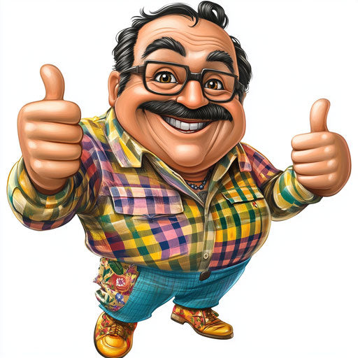 Humorous caricature of a happy fathers day with human characteristics