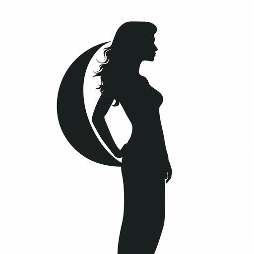 Woman silhouette in Minimalist style on white background