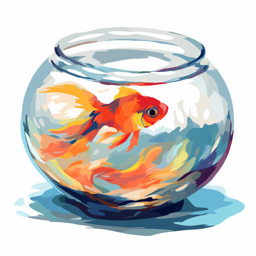 Fish bowl clipart in the style of Impressionistic Art