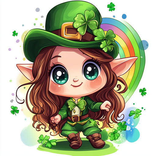 St. Patrick's Day baby, cute chibi-style clipart