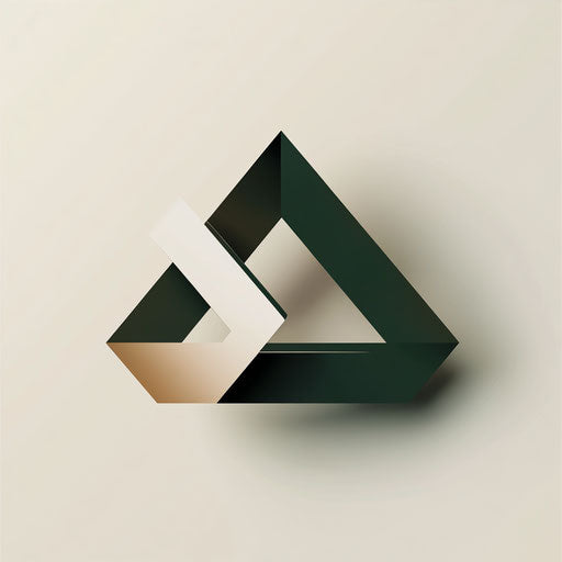 Inspiring 3D logo with an abstract prism and sophisticated text