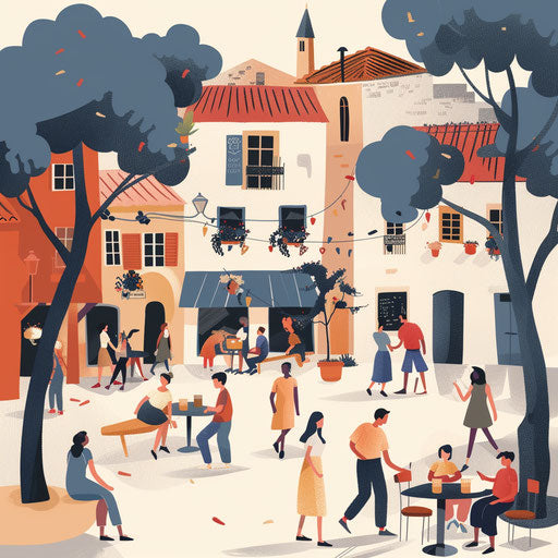 Community clipart with flat random background