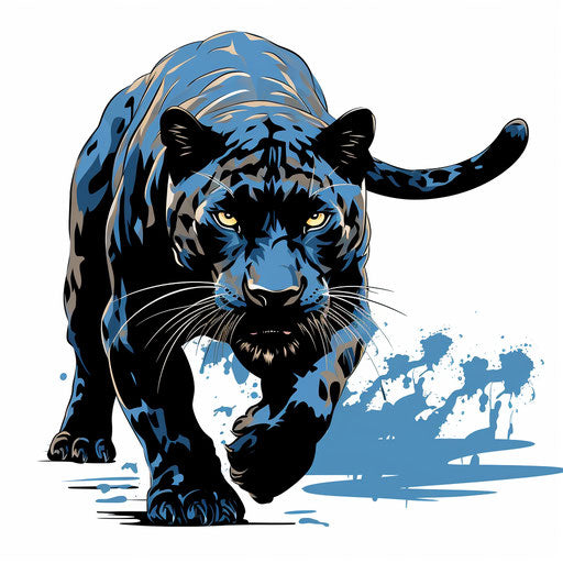 Panther clipart in the style of Chiaroscuro Art, on white background