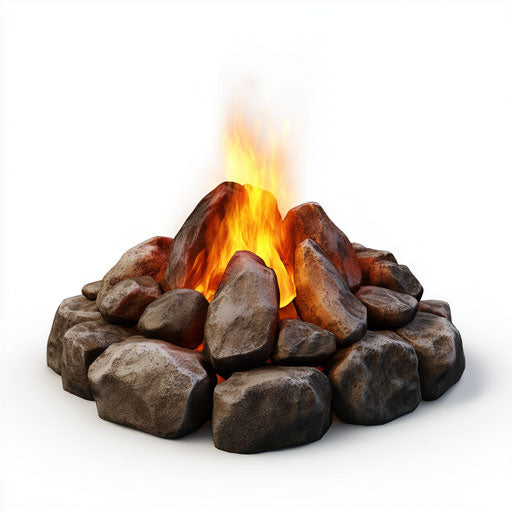 3D fire on flat white background