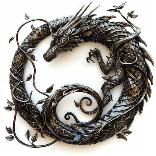 Dragon tattoo with twisted vine metal rotation game art