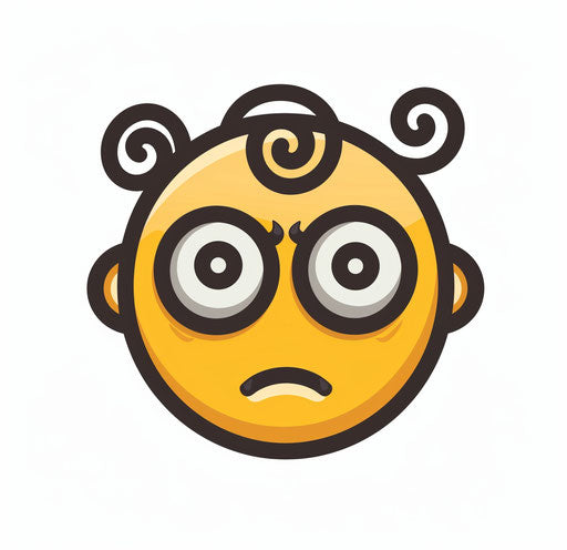 Yellow emoticon with dark brown spirals