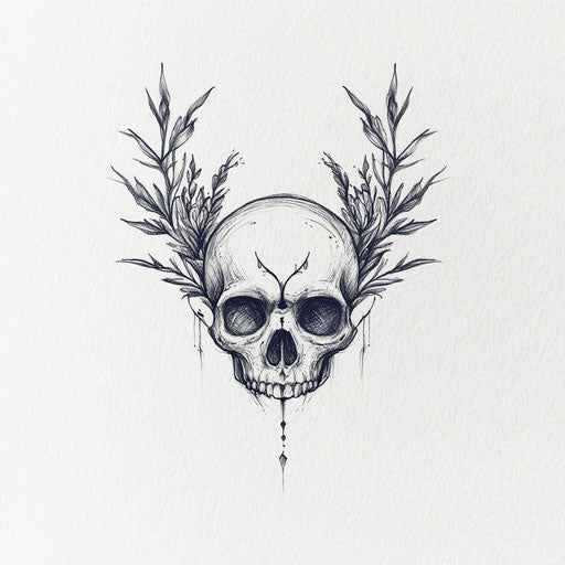 Minimalist skull tattoo sketch