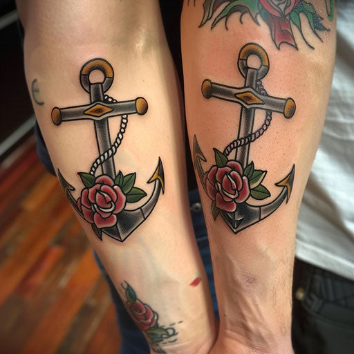 Brother and Sister Anchor Tattoos, Sailor Jerry Style