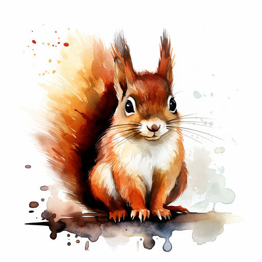Squirrel clipart in the style of Chiaroscuro Art, on white background