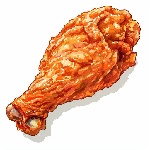 Realistic chicken wing artwork with intricate patterns and vibrant colors