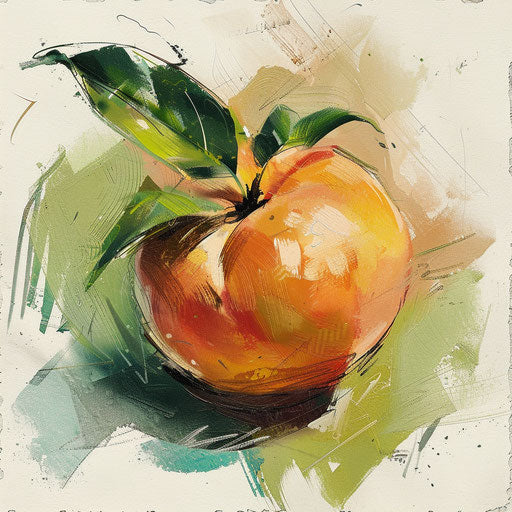 Impressionistic flat tattoo sketch of a peach