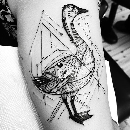Stylized goose with bold graphic lines