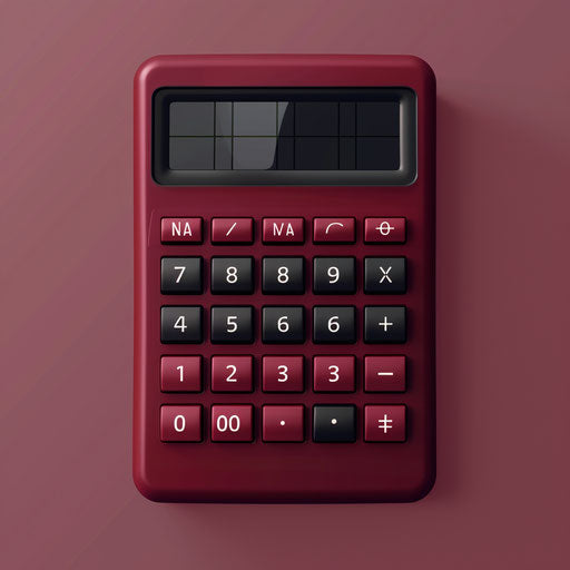 Realistic calculator clipart on luminous burgundy background