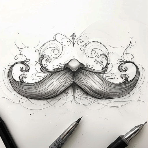 Elegant sketch of a handlebar mustache