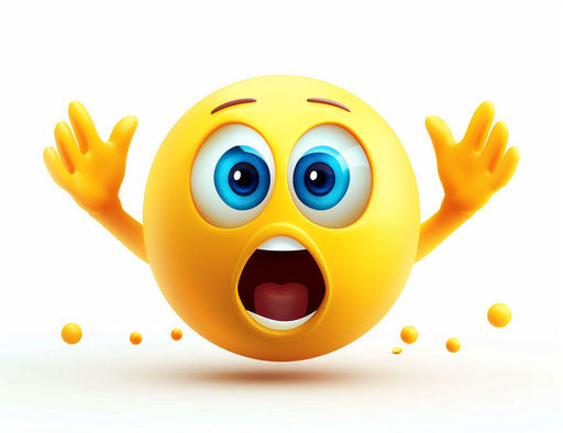 Scared emoji clipart, cute face with hands up