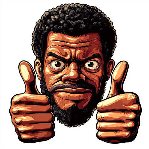 Humorous caricature of a head with human characteristics