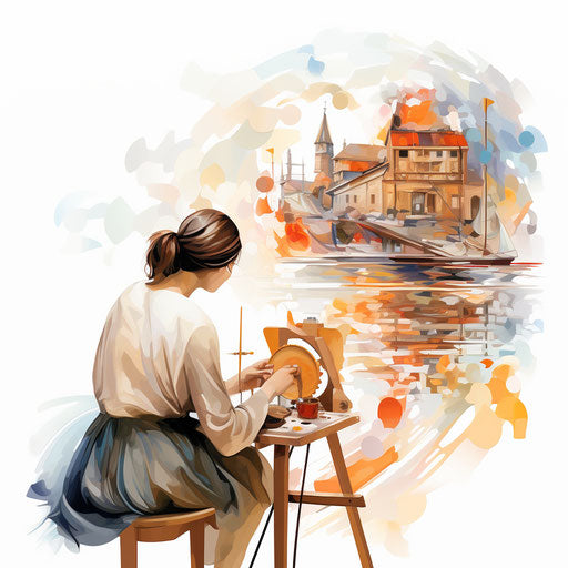 Clipart transformed into oil painting on white background