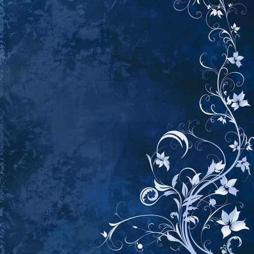 Wedding card with photo-realistic flourishes on indigo background