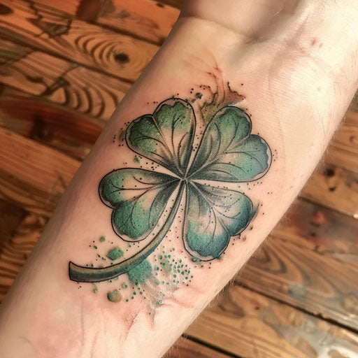 Vintage shamrock tattoo in faded green and brown