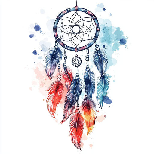 Feminine arm tattoo with dreamcatcher in pastel tones