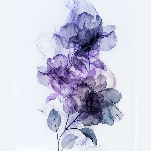 Smoke tattoo design with delicate lavender flowers