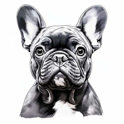 French bulldog clipart in the style of Chiaroscuro Art on white background