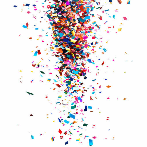 Photorealistic confetti clipart on flat white background