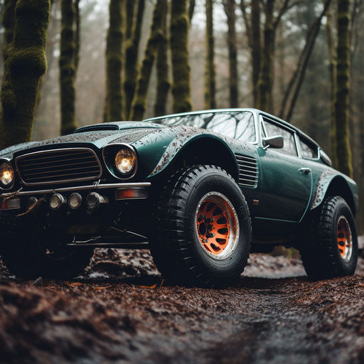 Old Aston Martin Vantage with Fat Tires